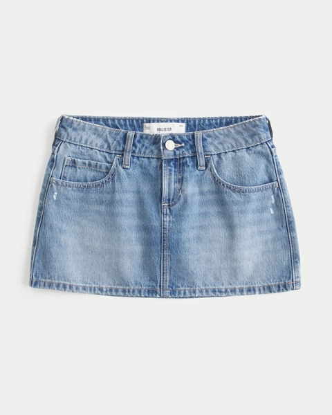 Curvy Low-Rise Denim Mini Skort