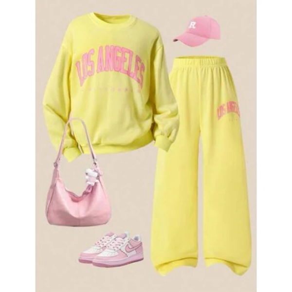 2pcs/Set Tween Girls Casual Loose Letter Print Sweatshirt And Comfortable Sports Pants, Suitable For School And Daily Wear, New Spring/Autumn
