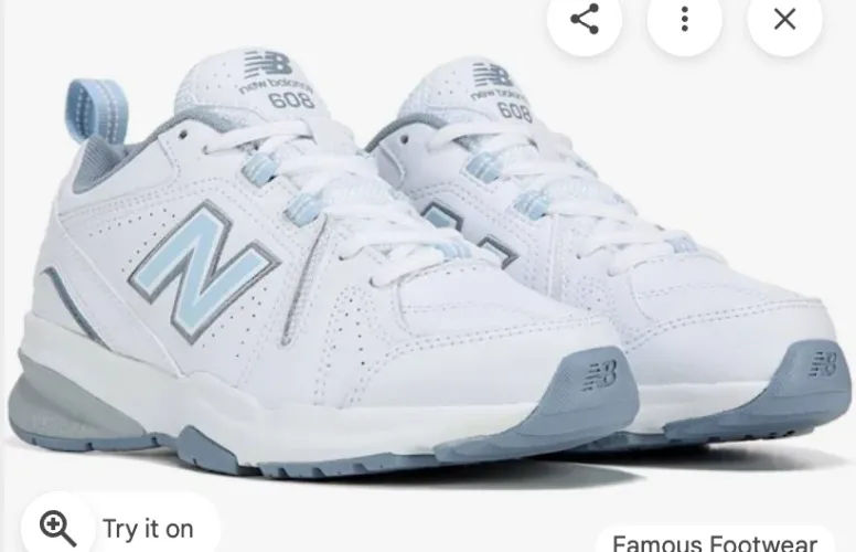 New Balance Women's 608 V5 Trainer Sneakers (White/Blue) - Size 7.0 D