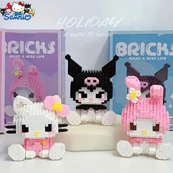 Sanrio Character Building Blocks Set - for Hello Kitty, for Kuromi, for My Melody, for Cinnamoroll - DIY Brick Model Kits - Collectible Desk Decor Figurines - Educational Puzzle Toy for Teens and Adults, kids 6+ - ABS Material - Creative Gift for Birthday, Christmas