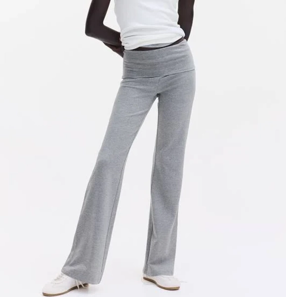 H&M Ladies Foldover-Waist Cotton Pants