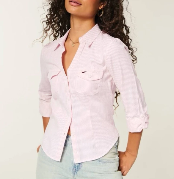 Hollister Women's Easy Button Front Icon Shirt