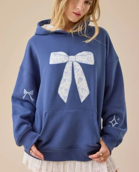 Altar'd State Floral Bow Graphic Hoodie