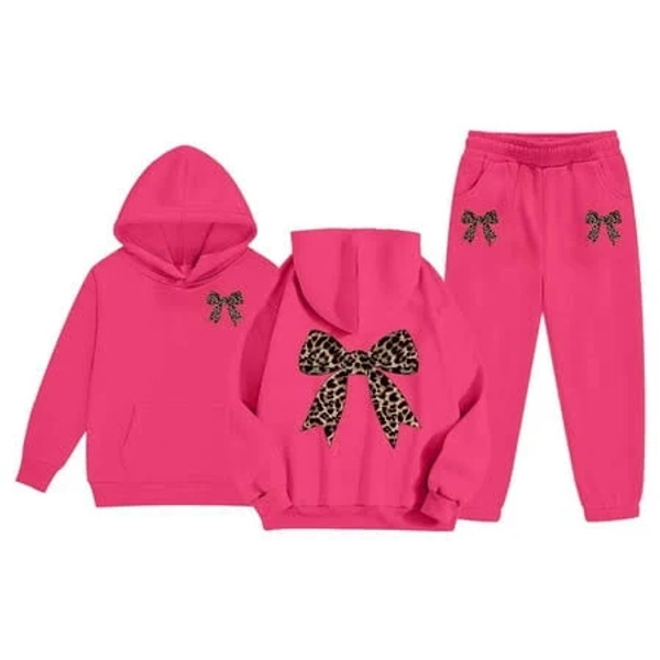 Girls Graphic Print Hoodies and Sweatpants Set