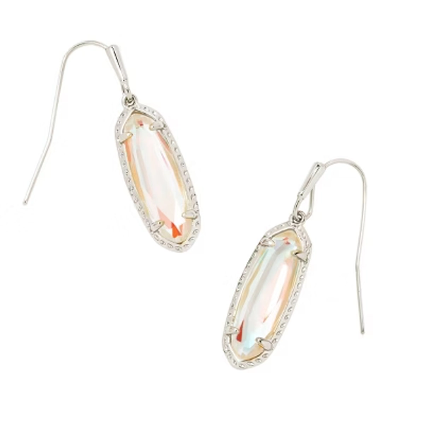 Kendra Scott Eva Dichroic Glass Rhodium Over Brass Drop Earrings - Silver: French Wire Closure, Statement Jewelry, 1.2" Length