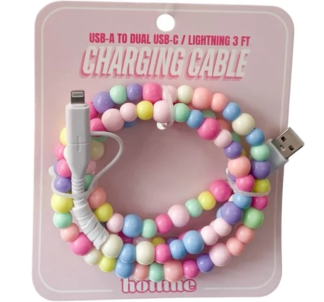 Beaded Charging Cable Multicolor