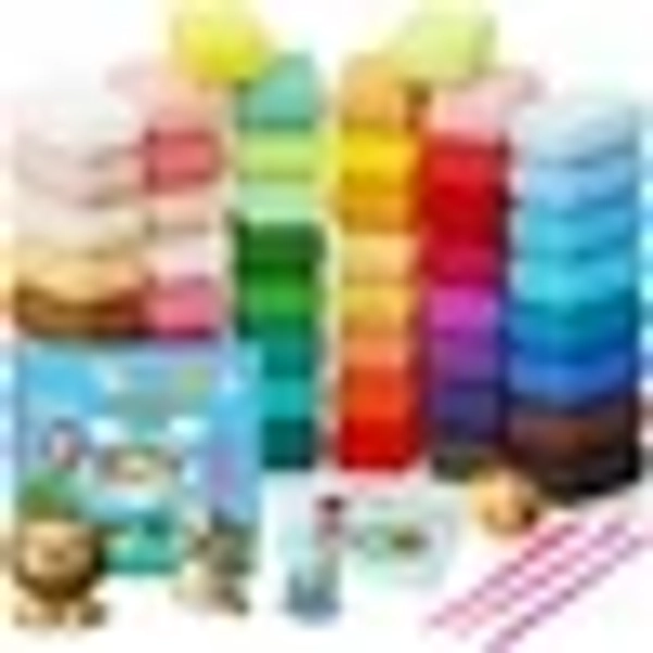 IZZONI Air Dry Clay Kit 50 Colors with Tools, DIY Magic Modeling Clay for Crafts, Soft and Non-Sticky, Birthday Gift
