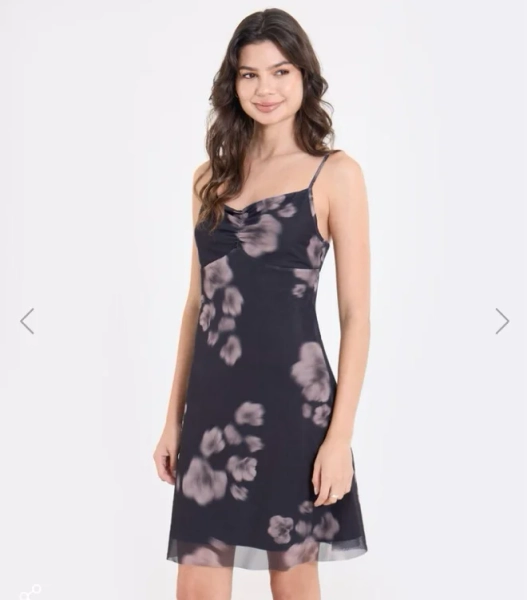 Vestido Corto Estampado de Tiras