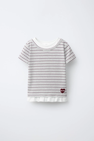 STRIPED DOUBLE COLLAR T-SHIRT