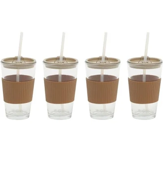 Mr. Coffee Sip Savvy 4-Pack 15oz Glass Tumblers