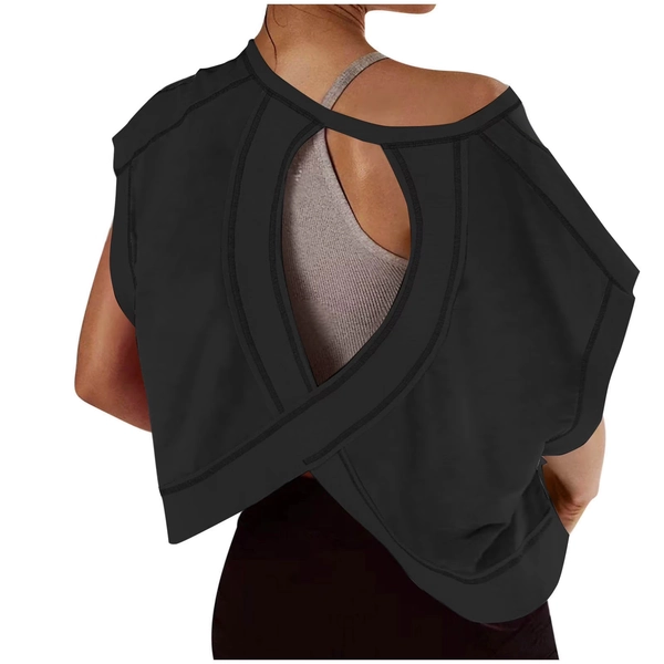 Summer Tops Sevevn Womens Open Back Workout Backless Short Sleeve Athletic Shirt Running Crop Gym Yoga Tee - Walmart.com