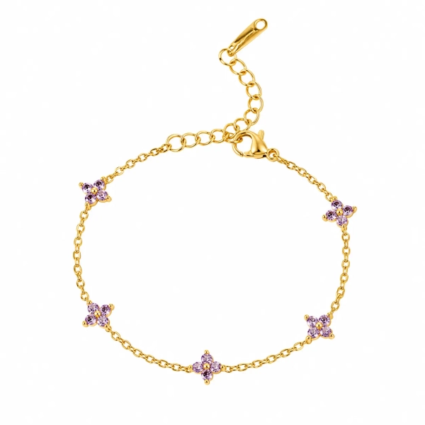             AVI Jewels Blomma bracelet gold/purple | Smykker på nett – Damesmykker i gull og sølv | Jewelbox.no
    