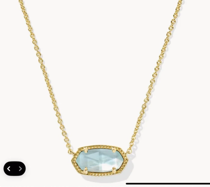 Elisa Gold Pendant Necklace in Light Blue Illusion