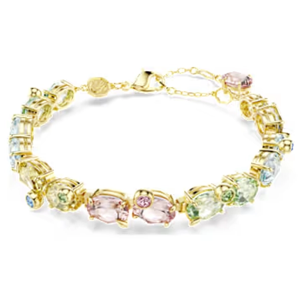 Gema bracelet, Mixed cuts, Multicolored, Gold-tone plated