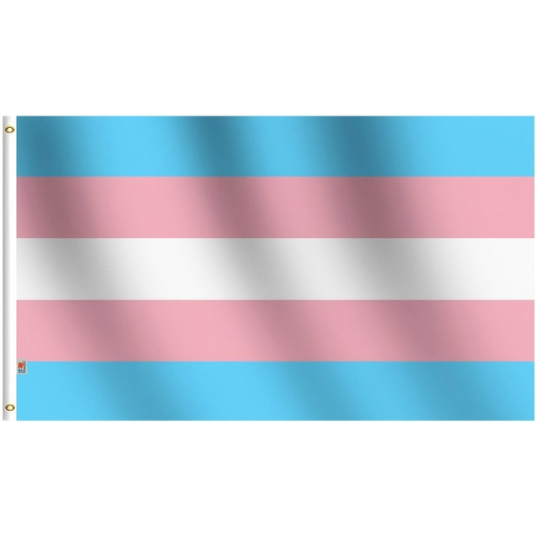 Transgender Pride Flag 3x3ft, Double-Sided Polyester - Vibrant Blue, Pink & White Striped Design with Centered White "T" Gender Identity Symbol for Indoor/Outdoor Us