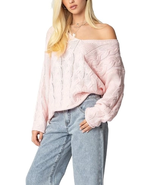 Edikted Inga Oversized Cable Knit Sweater