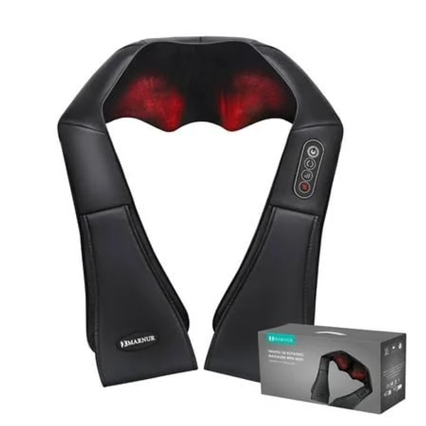 Marnur Neck and Shoulder Massager with Heat Deep Kneading Shiatsu Back Massage