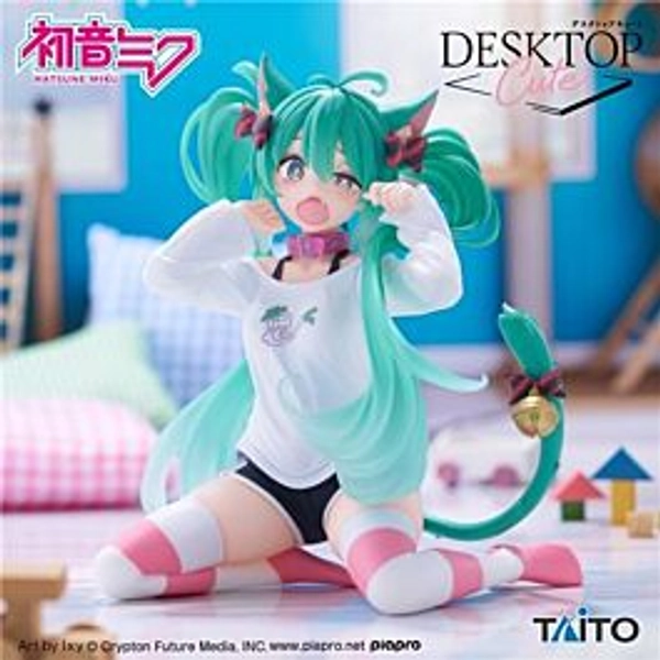 Hatsune Miku Taito Prize Item Desktop Cute Figurine Hatsune Miku Cat Ears T-shirt Ver.