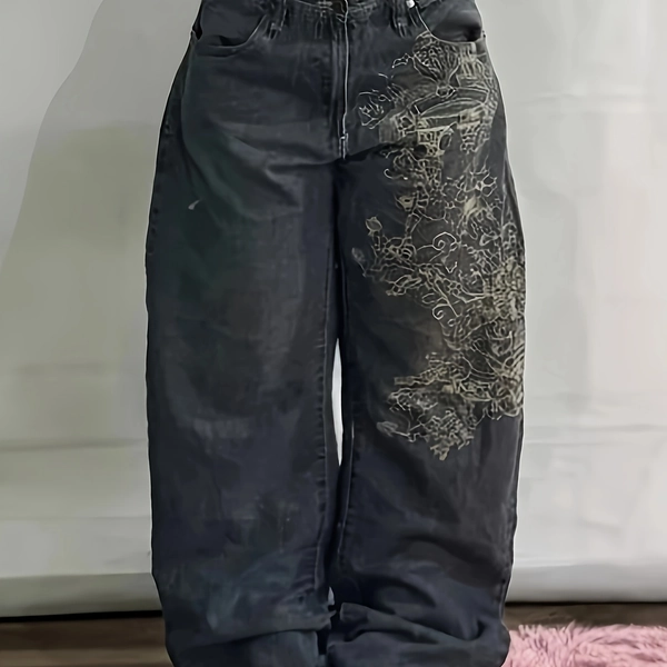 Women Hip Hop Baggy Jeans Trendy Mid-Low Waisted 90S Vintage Denim Pants Baggy Vintage Jeans Streetwear