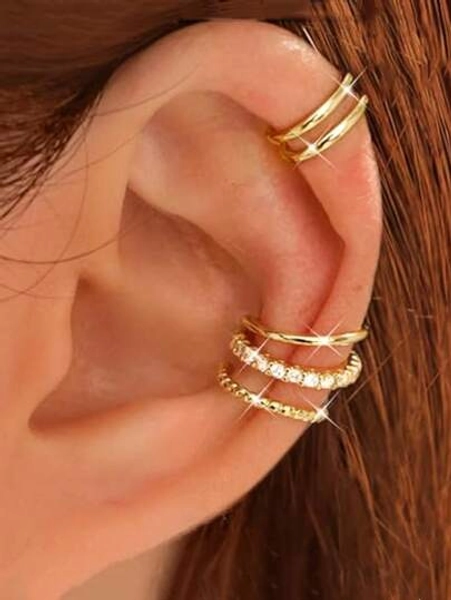 4-Piece Non-Pierced C-Shaped Ear Bone Clips - Suitable For Female Non-Pierced Ear Holes, Adjustable Clip-Type Cartilage Earrings