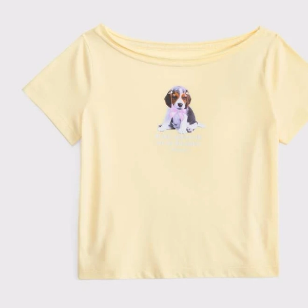 Abercrombie Kids Girls Off-the-Shoulder Graphic Tee