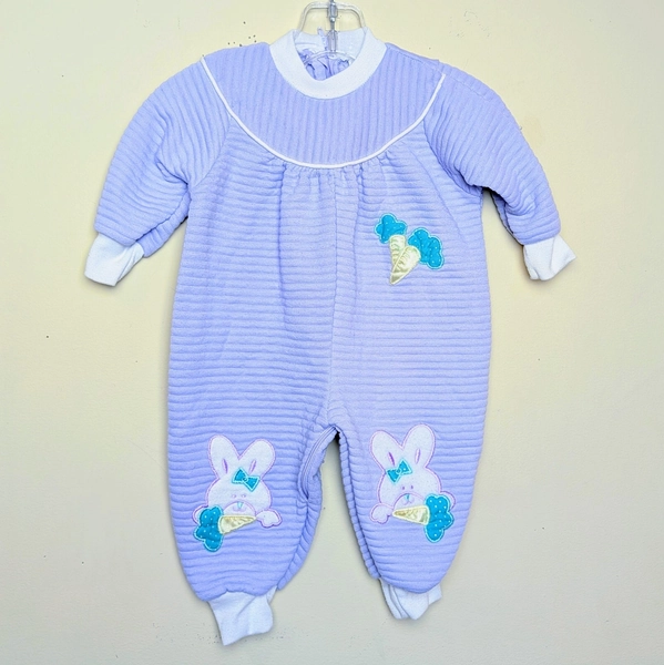 Vintage Confetti Knits Easter Bunny Carrot 80s One Piece Purple Romper 6 Months