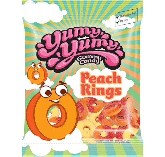 Yumy Yumy Legends Peach Rings Gummy Candy