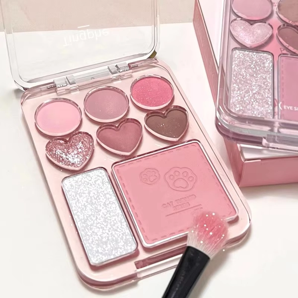 8-Color Pink Orange Eyeshadow Palette Facial Blusher Highlighter Brightening Lasting Heart-shaped Eye Shadow Makeup Cosmetics - AliExpress 66