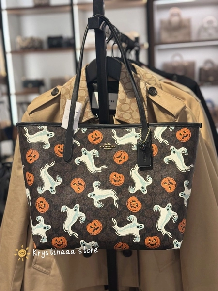 NWT Coach City Tote In Signature Canvas With Halloween 2025🎃💀 CCE69/CCE70