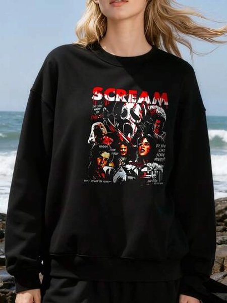 Retro 90s Scream Horror Movie Fan Funny Halloween Vintage Billy Loomis Long-Sleeve Sweatshirt