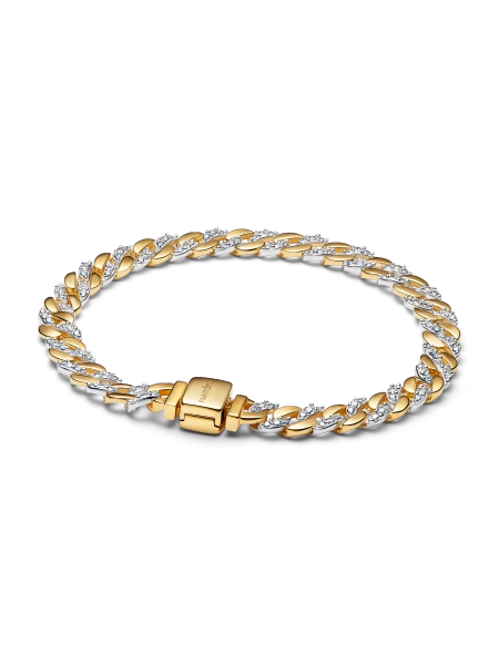 Two-tone Pavé Cuban Chain Bracelet