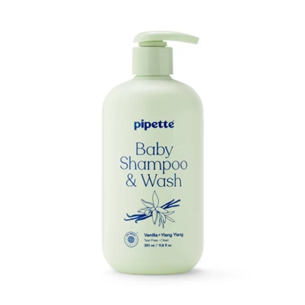Pipette Baby Shampoo + Wash Vanilla + Ylang Ylang - 11.8 fl oz: Moisturizing, Hypoallergenic, Vegan Formula