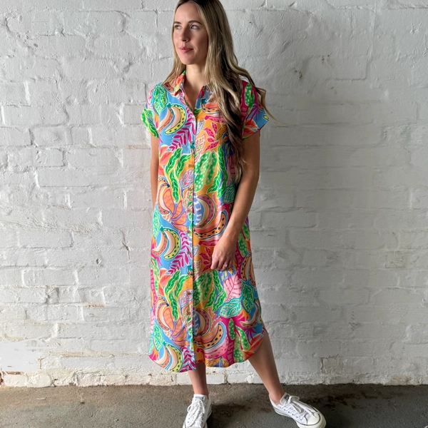 Nora Cap Sleeve Shirt Dress • His Apparel