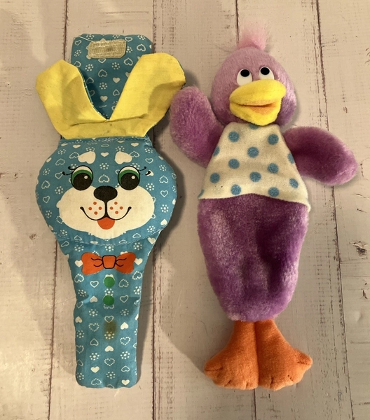 Vintage Lot Of 2 Plush Bracelets Wrist Rattles 80s Avon Playskool Baby Toddler