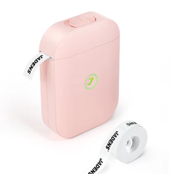 JADENS D11 Bluetooth Thermal Label Maker – Portable, Ink-Free, Rechargeable, Custom Sticker Printer with App Control, Includes One Roll (Pink)
