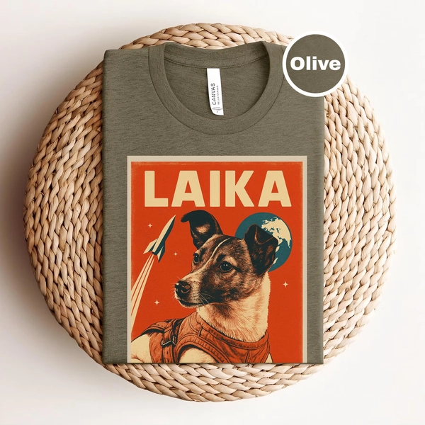 Space Dog Laika Shirt, Laika Vintage Graphic Tshirt, Space Lover Tee Shirt, Retro Laika Dog, Space Race Shirt, USSR Dog Poster Tee