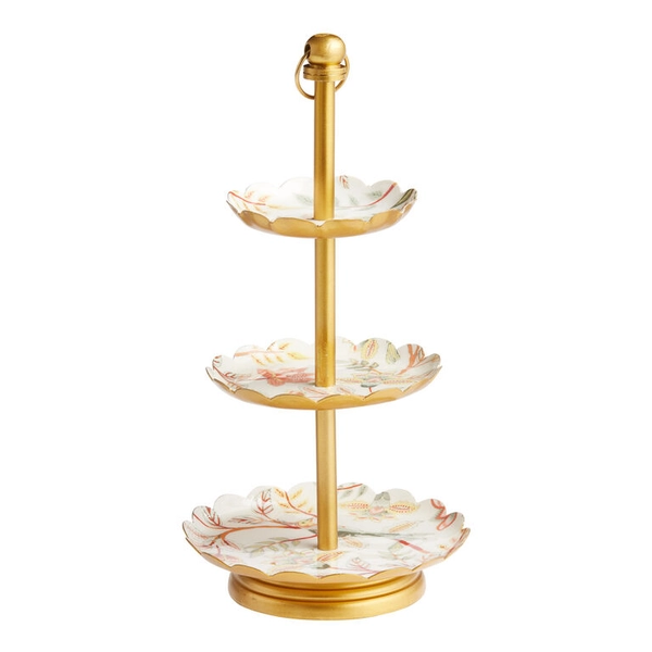 Gold Metal Birds 3 Tier Jewelry Stand