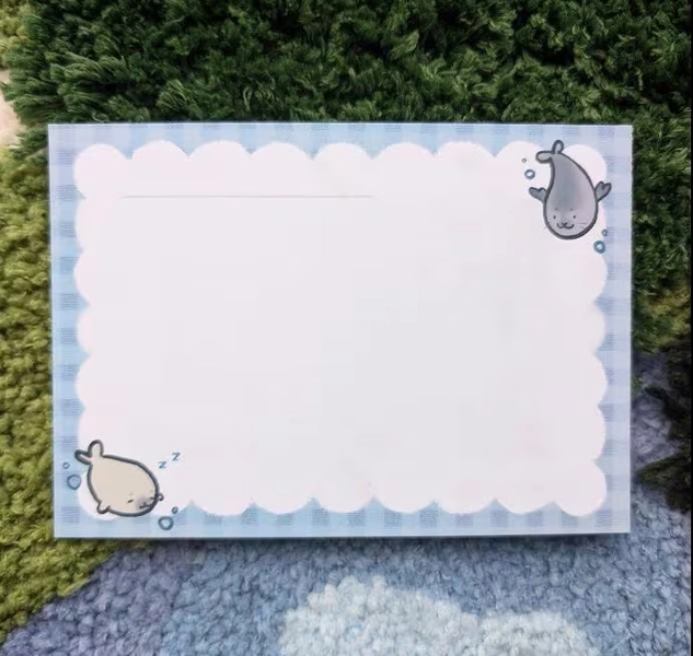 Silly seal Notepad ; cute nostalgia stationary for students and work , animal inspired