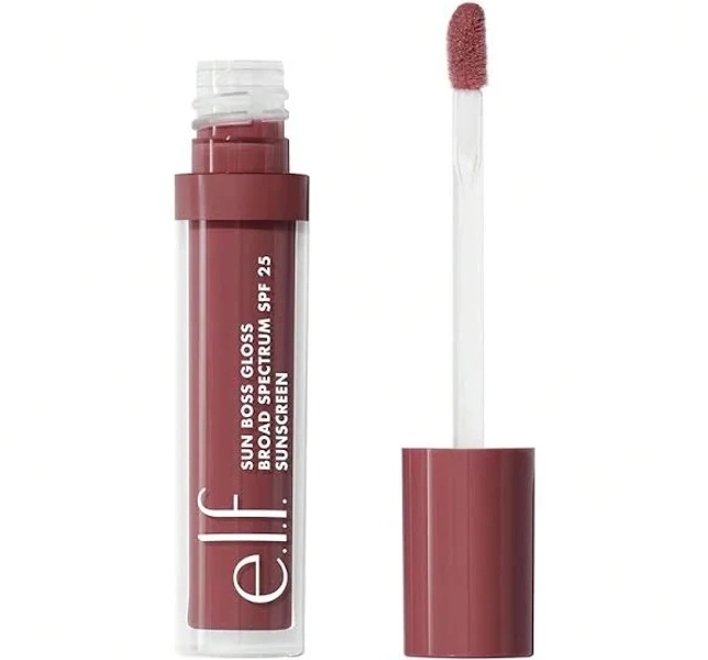 e.l.f. Elf. Sun Boss Gloss SPF 25, Pigmented Lip Gloss For A High-Shine Finish, Moisturizing & Conditioning Formula, Vegan & Cruelty-Free, Blush Much?