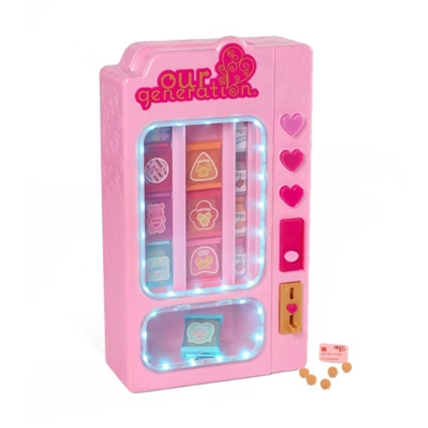 Our Generation Snacktime Fun Pink Vending Machine & Play Food Accessories Set for 18" Dolls