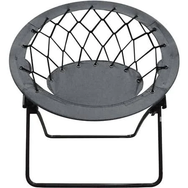 Occ Bungee Web Chair (Round), Lightweight Portable Folding Chair-Grey, Gray