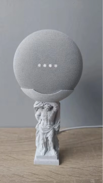 Atlas holding a Google Mini