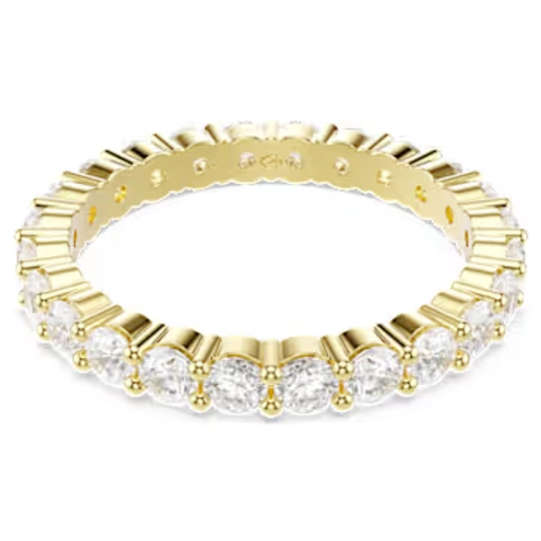 Matrix Vittore band ring, Round cut, White, Gold-tone plated
