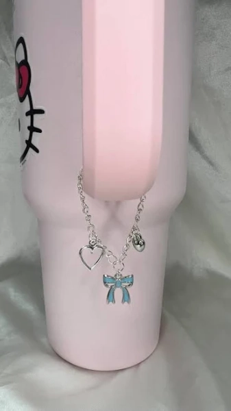 STANLEY Water Bottle Charm with Silver Hearts