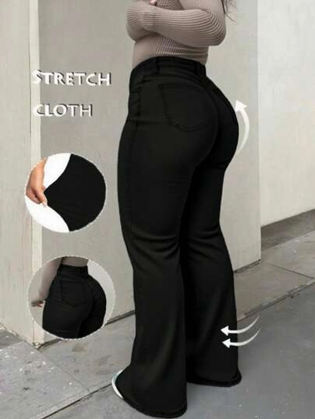 Plus Size Denim Flared Pants,Elegant,Chic,Formal,Going Out Outfit,Fall Clothes For Women,Plus Size Jeans,Jeans Plus Size Women,Curve Jeans,Jeans For Women,Black Jeans,Baggy Jeans,Pants,Cargo Pants,Cowgirl Plus Size,Halloween,Halloween,New Year,Country