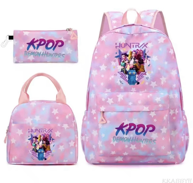 🎒 K-Pop Demon Hunters 3-Piece School Set – Backpack + Lunch Bag + Pencil Pouch