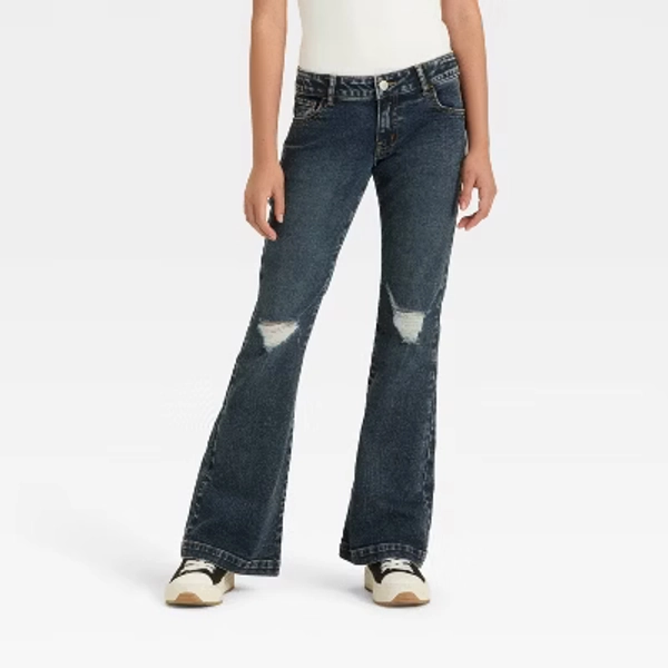 Girls' Low-Rise Flare Jeans - art class™ Dark Wash 6