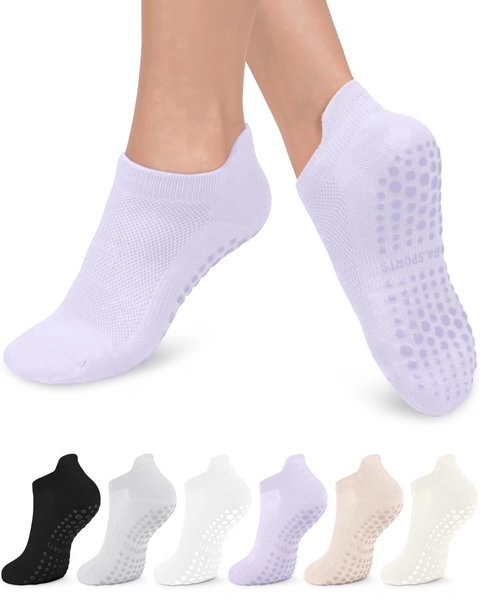 YOMYM 6 Pairs Pilates Socks for Women Non Slip Grip Socks Yoga Socks Ankle Grippy Socks Woman - Walmart.com