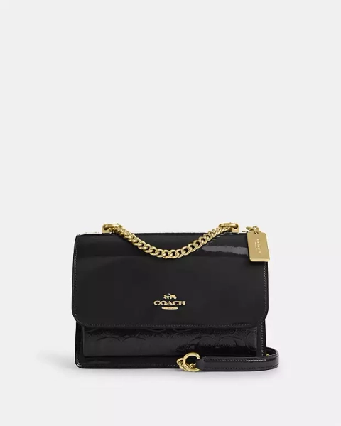 Gold/Black Klare Crossbody Bag In Signature Leather