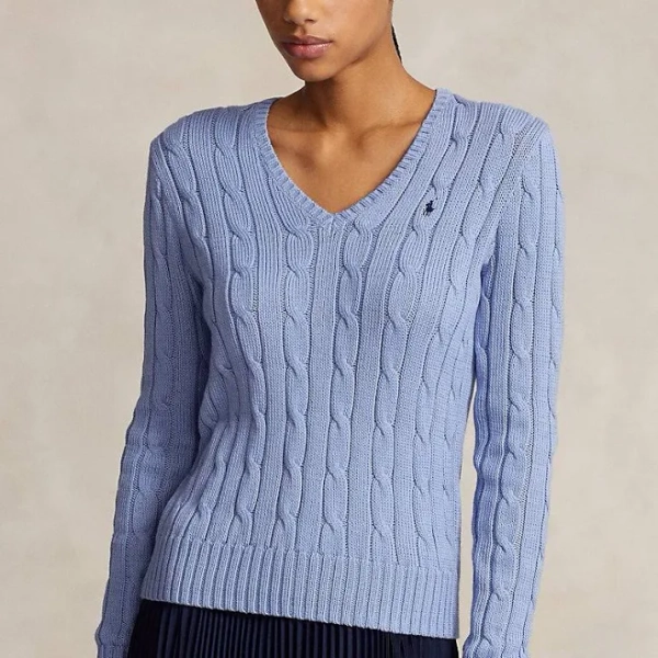 Polo Ralph Lauren Women's Cable-Knit Cotton V-Neck Sweater